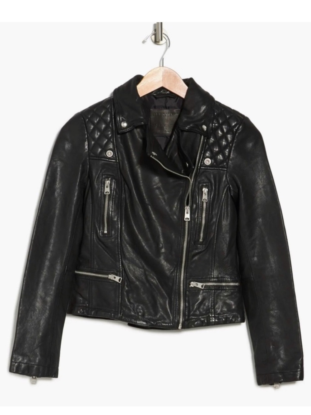 AllSaints Black Quilted Leather Moto Jacket